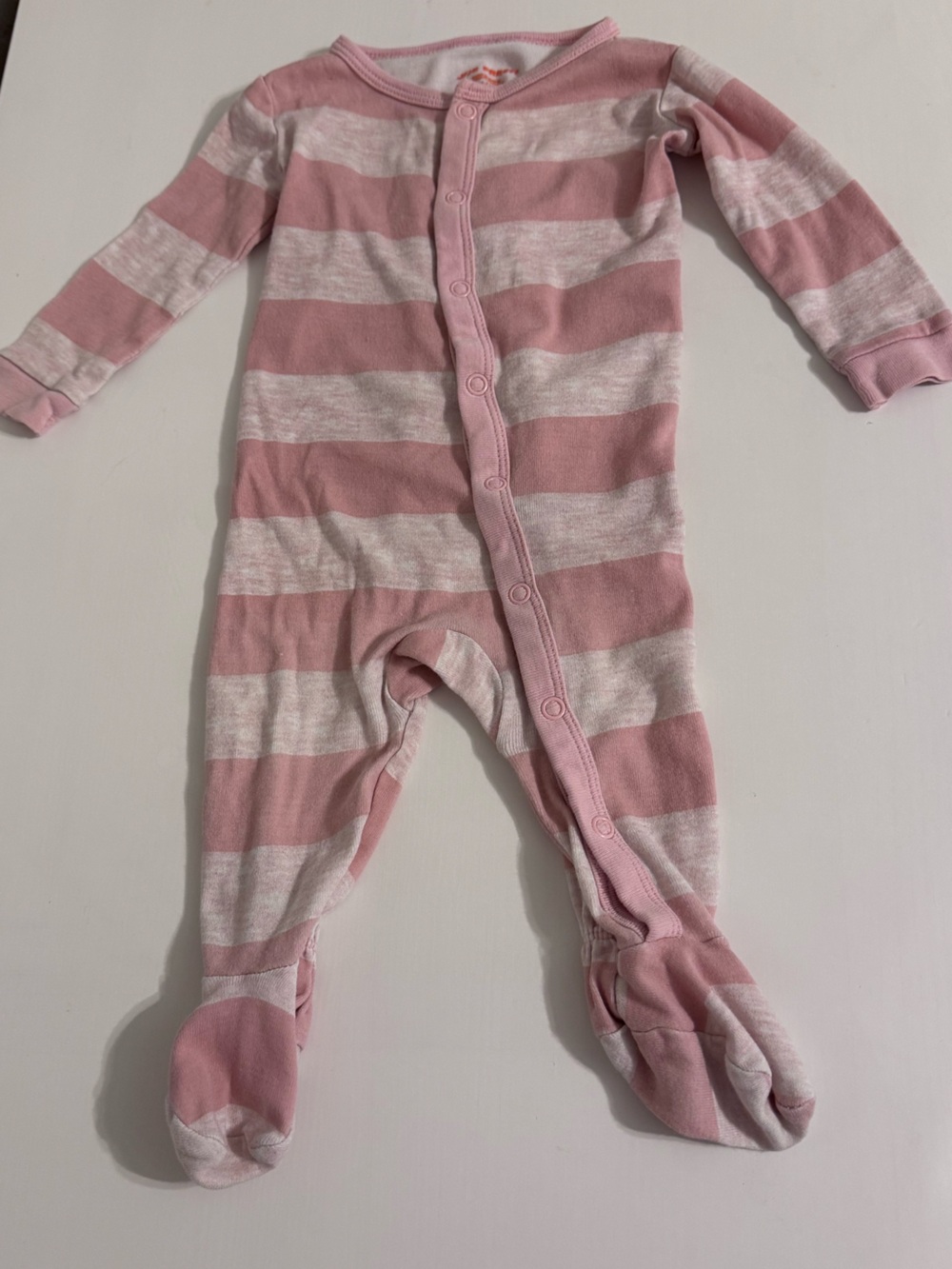 Baby Girl Pink and White Striped One-Piece Sleepsuit